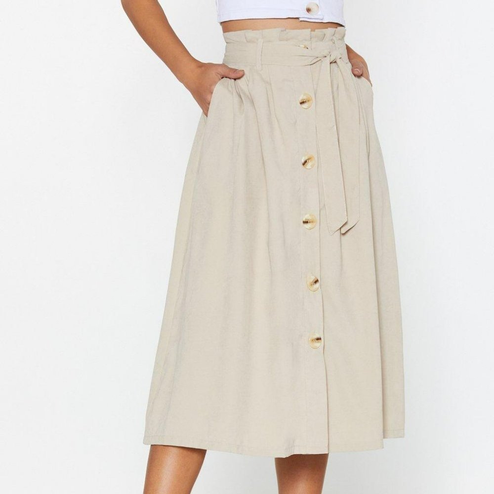 NASTY GAL Buttoned Midi Skirt